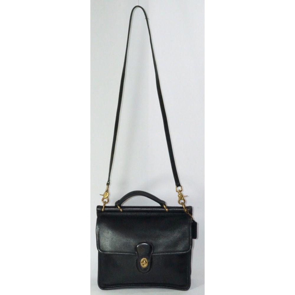 Coach Crossbody Handbag Vintage Black Leather - Picture 4 of 8